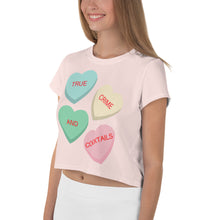 Load image into Gallery viewer, Valentine's Conversation Hearts Crop Tee