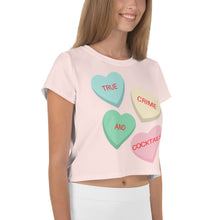 Load image into Gallery viewer, Valentine's Conversation Hearts Crop Tee
