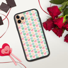 Load image into Gallery viewer, Valentine's Conversation Hearts Biodegradable iPhone cases