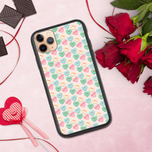 Load image into Gallery viewer, Valentine's Conversation Hearts Biodegradable iPhone cases