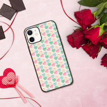 Load image into Gallery viewer, Valentine&#39;s Conversation Hearts Biodegradable iPhone cases
